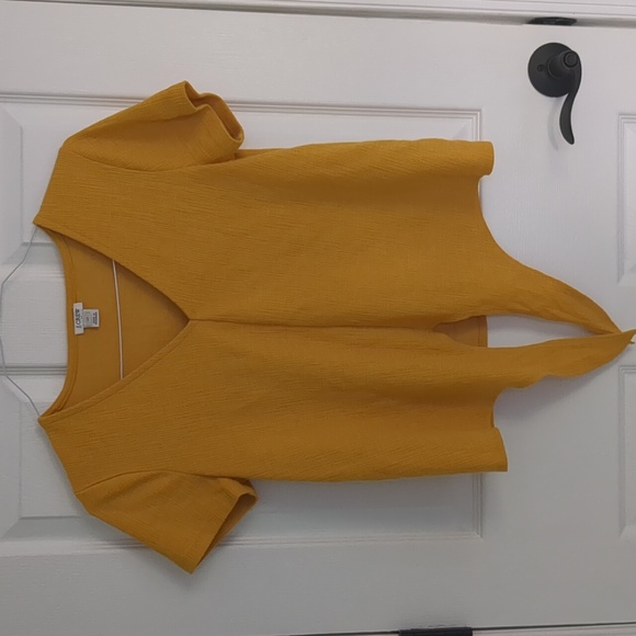 J. Crew Golden Yellow Top, Tie Bottom, Size XS - Picture 4 of 5